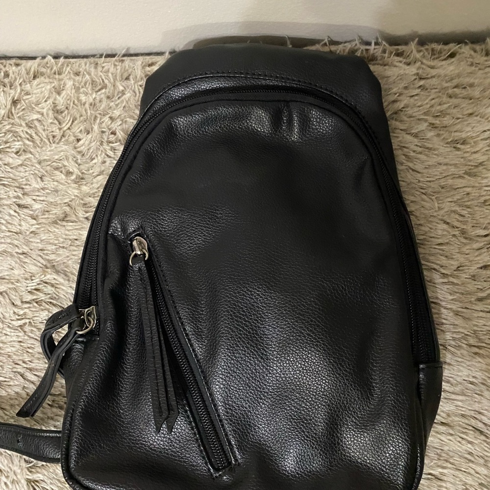Black Leather Men's Backpack